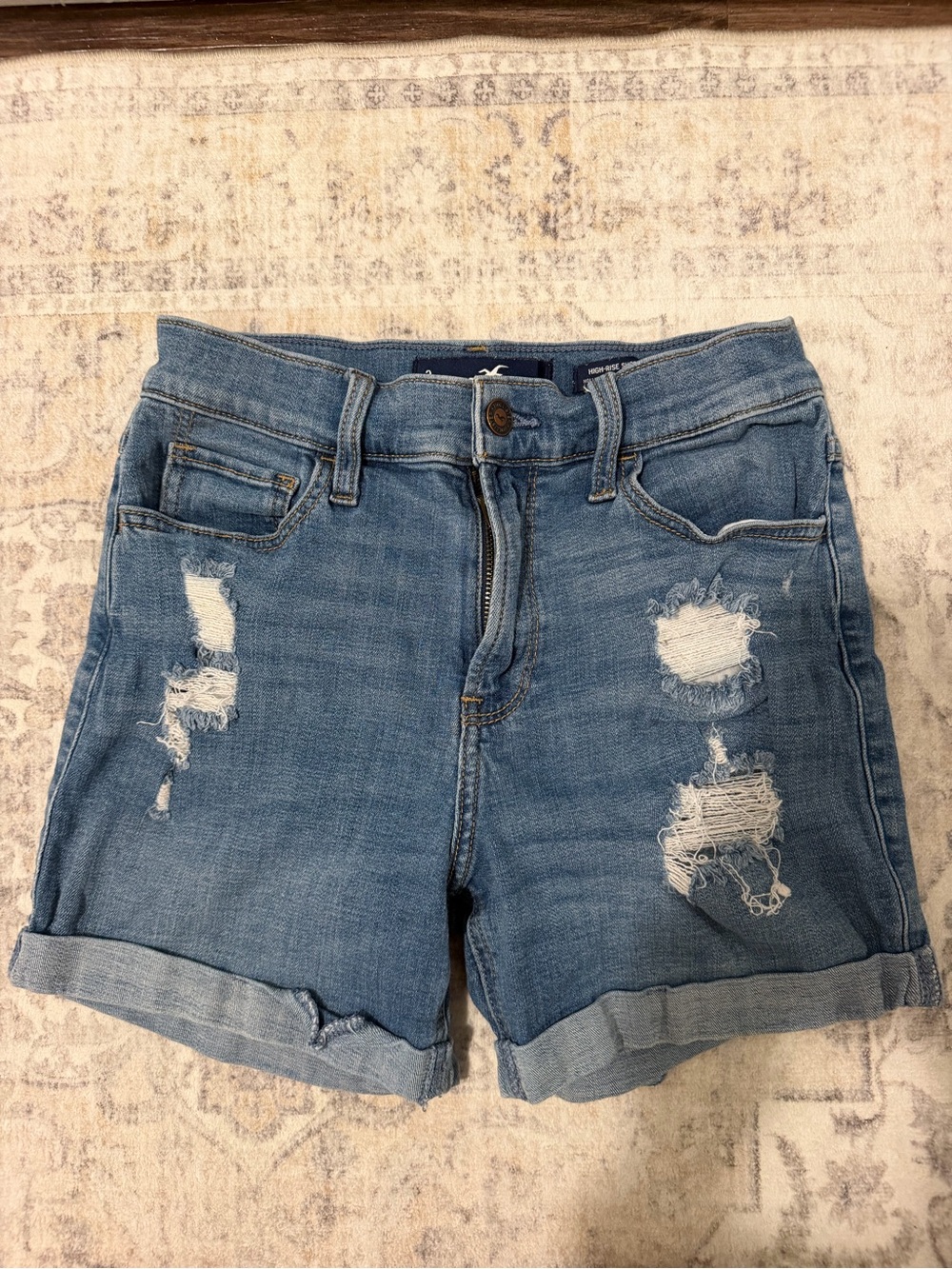 Hollister Light Blue Ripped Denim Shorts - Women